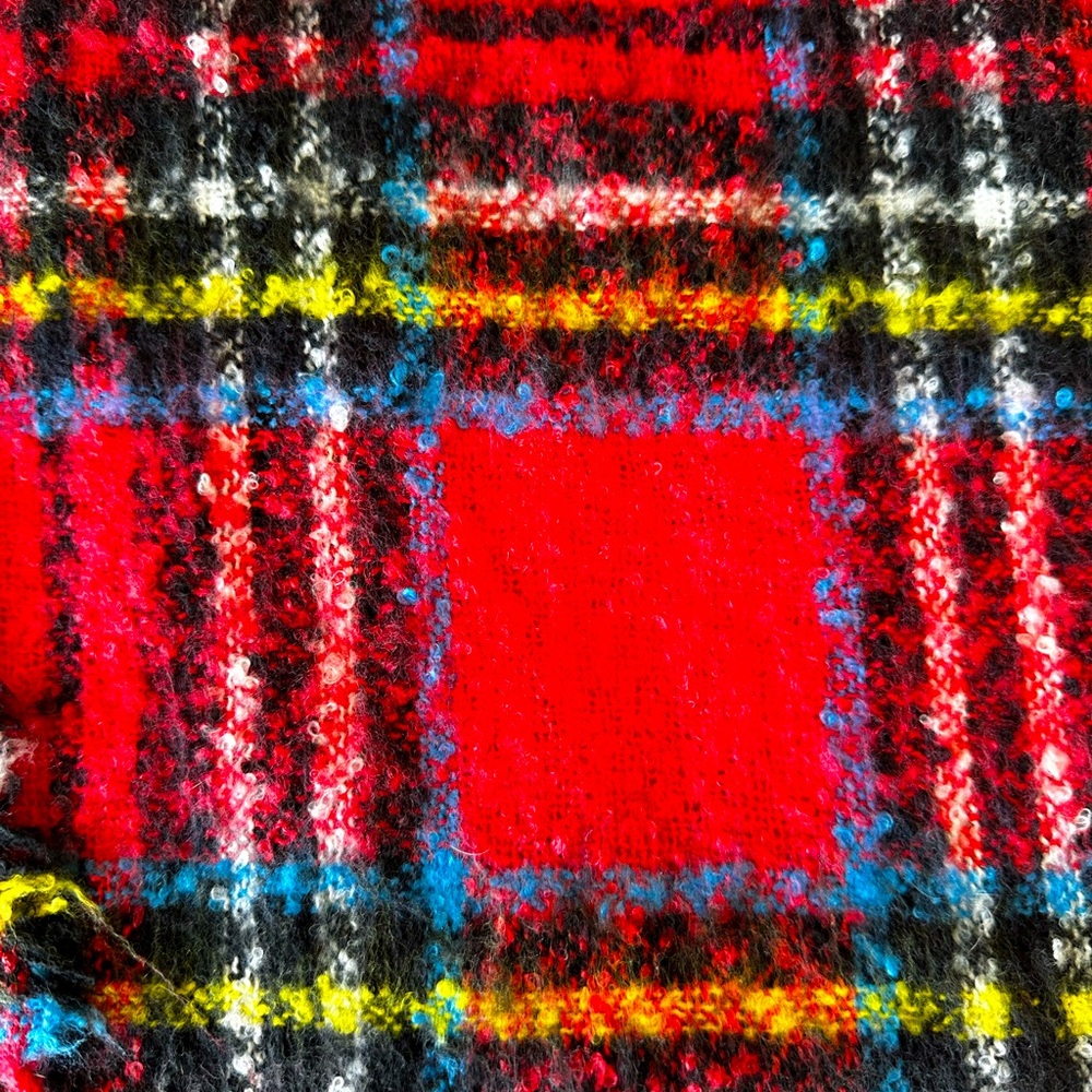 Red Plaid Polyester Scarf - Picture 3 of 4